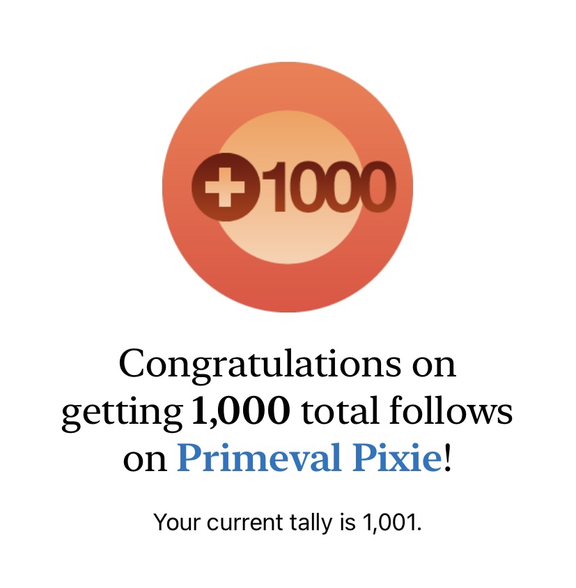 1,000 followers + update